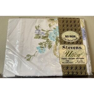 Vtg‎ Stevens Utica Pillowcases New in Package 60s 70s Canterbury Blue Flowers